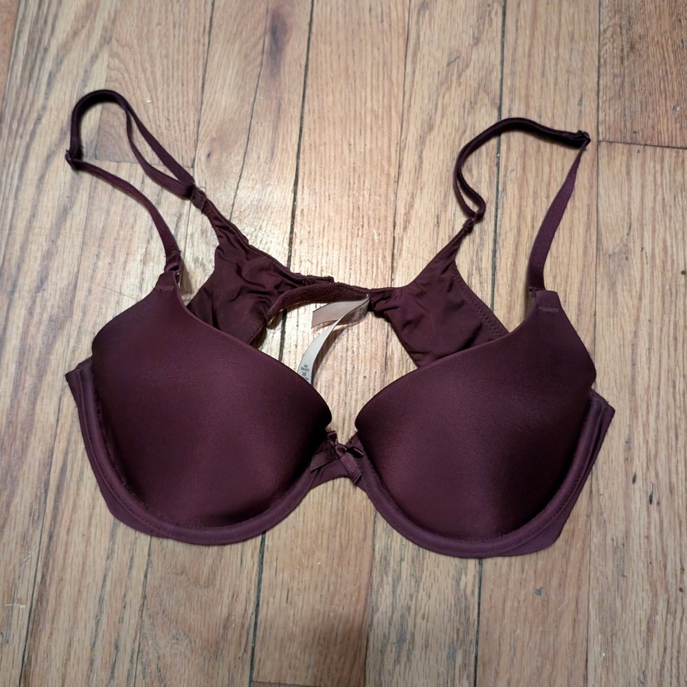 Victoria's Secret Demi Bra Burgundy Wine Underwire Padded 34B